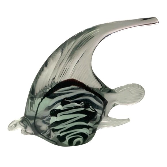 Sail Fish Sailfish Blown Glass Heavy Duty Figure Statue Figurine Clear White Bla - Picture 2 of 3